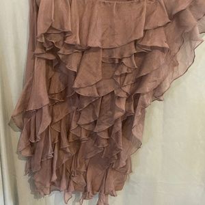 bebe brand off the shoulder front ruffled blouse